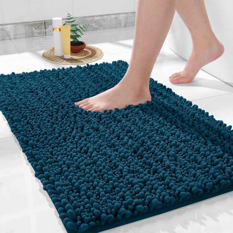 Yimobra Large Bathroom Rugs Non Slip Washable 36x24 Inch - Ultra Soft Absorbent Chenille Bath Mat, Quick Dry Shaggy Floor Carpet for Tub Shower, Peacock Blue Home Decor Accessories - Image 1